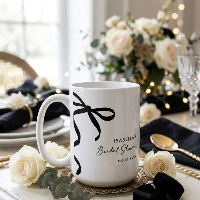 Svart Bow Hon knyter knuten Bröllopsfest Kaffemugg (Skapare uppladdad)