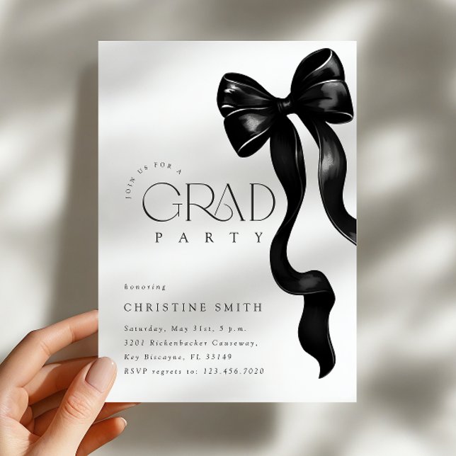 Svart Bow Photo Grad Party-inbjudan Inbjudningar (Skapare uppladdad)