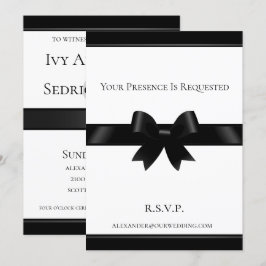 Svart Bow & White Classic Wedding-inbjudan Inbjudningar