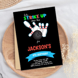 Svart Bowling Ball Birthday-inbjudan Inbjudningar