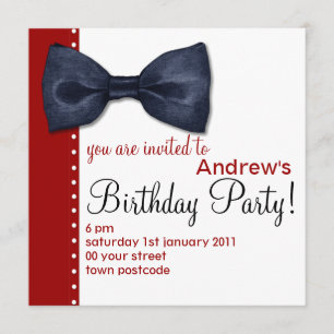Svart BowTie Birthday-inbjudan Inbjudningar