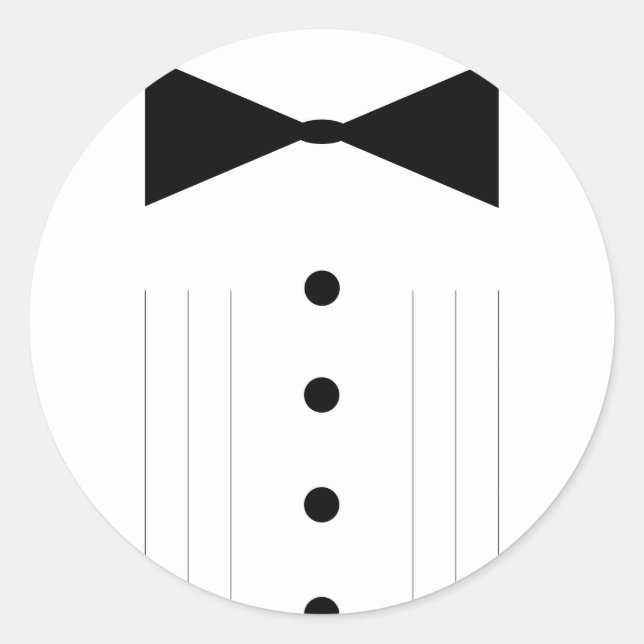 Svart bowtie tuxedo runt klistermärke (Framsida)
