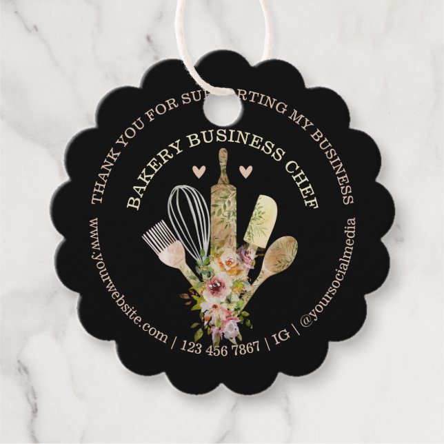 Svart box Catering Bakery Chef Rustic Gåvor Etiketter (Framsida)