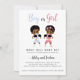 Svart Boxing Spädbarn Gender Reveal bjudan Inbjudningar