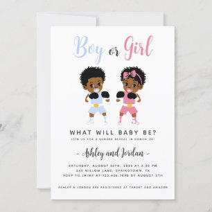 Svart Boxing Spädbarn Gender Reveal bjudan Inbjudningar
