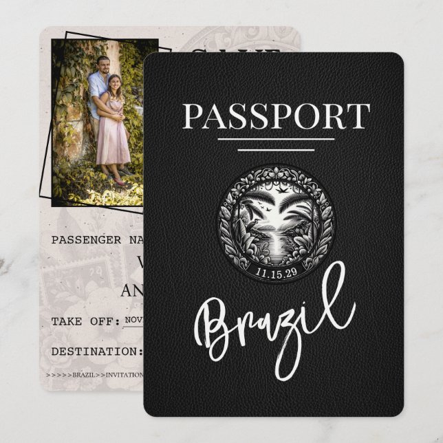 Svart Brasilianskt pass - spara datum Datumet (Fram/baksida)