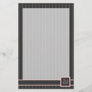 Svart brevpapper med rosa randmönster