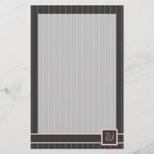 Svart brevpapper med rosa randmönster (Framsida)