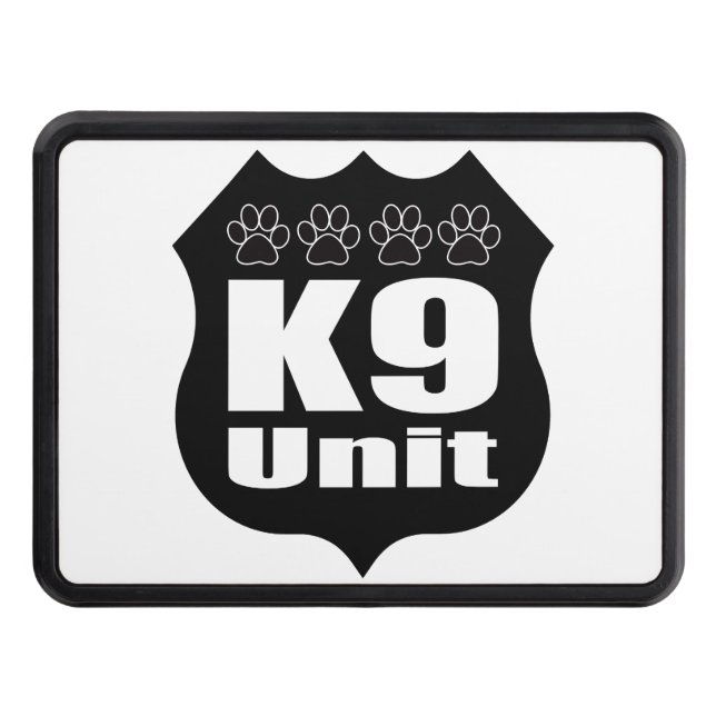 Svart bricka i Hund för polis K9-enhet Dragkroksskydd (Framsidan)