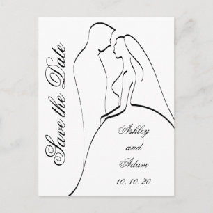 Svart Bride och Groom Silhouette Spara datumet Meddelande Vykort
