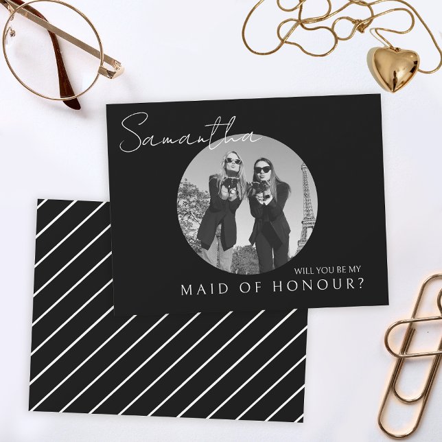 Svart brider frieri Maid of honor-fotokort Tack Kort (Skapare uppladdad)