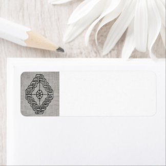 Svart broderi returadressetikett returadress etikett