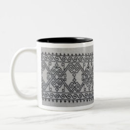 Svart broderi tvåtons mugg