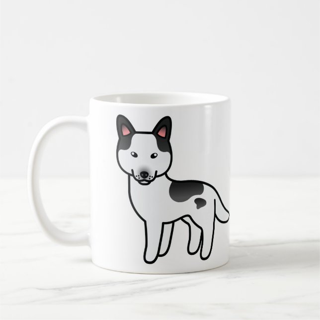 Svart Brokig Tecknad Sibirisk Husky Kaffemugg (Vänster)
