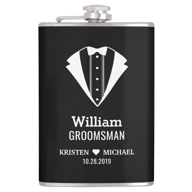 Svart bröllop för Groomsman för brudgum för Fickplunta (Framsidan)