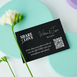 Svart Bröllop-fotodelning med QR-kod Tilläggskort