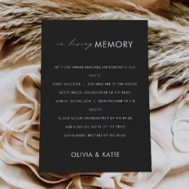 Svart Bröllop i Loving Memory Sign, Inbjudningar