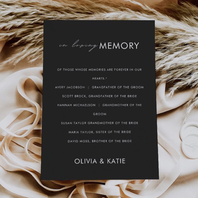 Svart Bröllop i Loving Memory Sign, Inbjudningar (Black Wedding In Loving Memory Sign, Invitation)