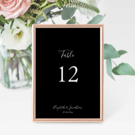 Svart Bröllop Menu-skript Modern Minimalist Simple Bordsnummer