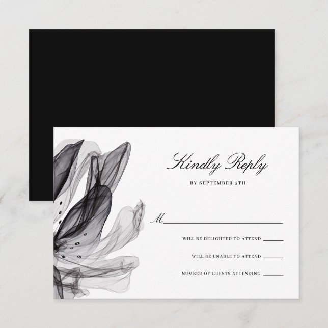 Svart Bröllop OSA av elegant Smoky Flowers (Fram/baksida)