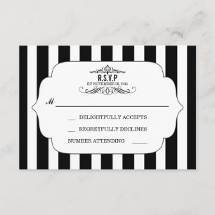 Svart Bröllop OSA av stripe-Chic Kort