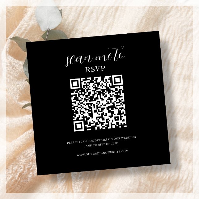 Svart | Bröllop OSA QR-kod Tilläggskort (Skapare uppladdad)