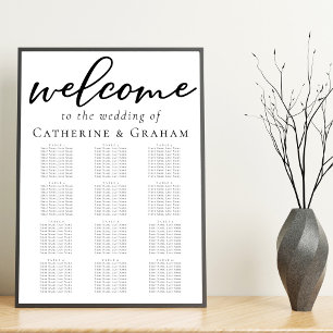 Svart Bröllop-sätesdiagram med enkel Elegant Poster