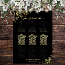 Svart Bröllop-sjökortet Bord med Guld frills Poster