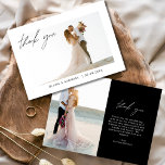 Svart Bröllop-Tack fotominimalist Tack Kort<br><div class="desc">Vårt minimalistiska Bröllop Tack Photo Simple-kort är ett vackert exempel på elegans och tacksamhet. Med en ren, underskattad utformning och plats för ditt favoritfoto från bröllop är det perfekten att uttrycka sitt tack till nära och kära. Anpassa med ditt budskap och skicka ett uppriktigt uppskattningstecken som i åratal kommer att...</div>