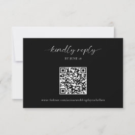 Svart bröllops-RSVP QR-kod minimalistisk OSA Kort