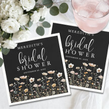 Svart Bröllopsdusch för Brud med Vilda Blommor