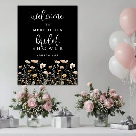 Svart bröllopsdusch för vildblommor poster