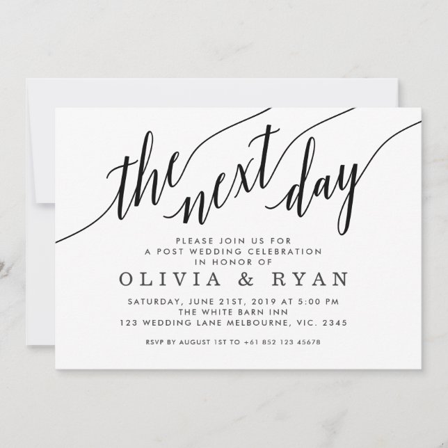 Svart Bröllopsfirande Dagen Efter Inbjudningar (Framsida)