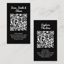 Svart bröllopsfoto delning Fånga kärlek QR-kod Visitkort