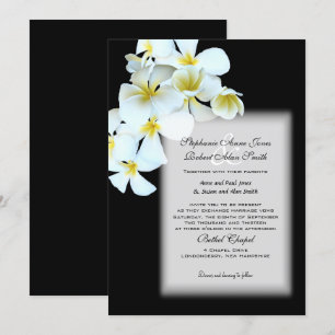 Svart bröllopsinbjudan från Hawaiian Flowers Anpas Inbjudningar