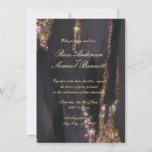 Svart bröllopsinbjudan till guldgolv Elegant - sva