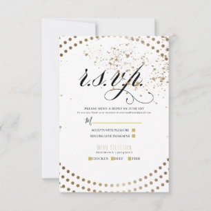 Svart Brons Modern Chic Bröllop Svar RSVP
