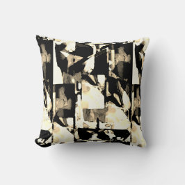 Svart Brun Beige Taupe Modern Konsttryck Kudde