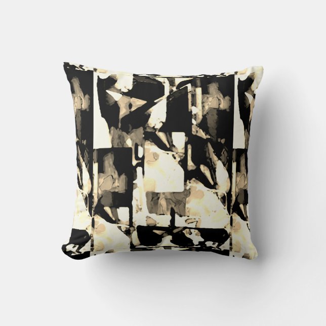 Svart Brun Beige Taupe Modern Konsttryck Kudde (Framsida)
