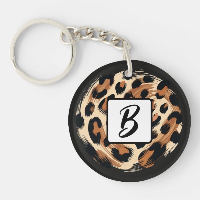 Svart Brun Kräm Målad Leopard Djurtryck (Framsidan)