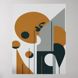 Svart, brun, minimalistisk Abstrakt liggande Poster