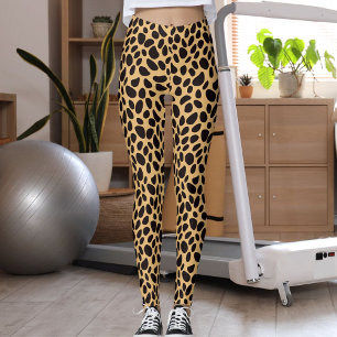Svart Brun Och Tan Stor Katt Mönster Leopard Skinn Leggings