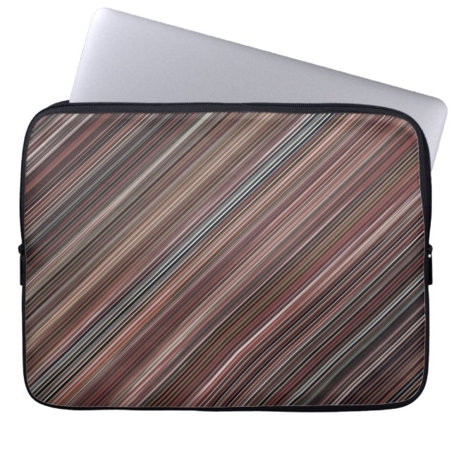 Svart, brun och vit diagonal Rand Laptop Fodral (Framsidan)