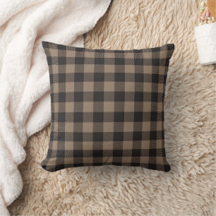 Svart Brun Rutig Buffalo Plaid Rustik Lantern Kudde