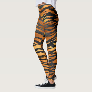 Svart Brun Tiger Randig Djur Stilfull Mode Leggings