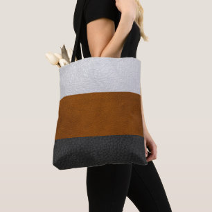 Svart, brun, vit Faux-läder - Tote Bag Tygkasse