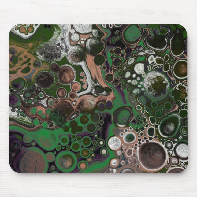 Svart, brun, vit och Grönt Fluid Art Musmatta (Framsidan)