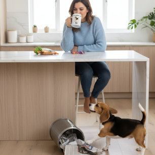 Svart & bruna Beagle Mugg/ typografi/Personlig anp Kaffemugg