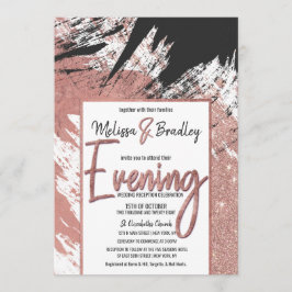 Svart Brushstroke Evening för det moderna Ro Guld  Inbjudningar