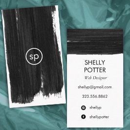Svart brushstroke - modern Chic med minimal utform Visitkort